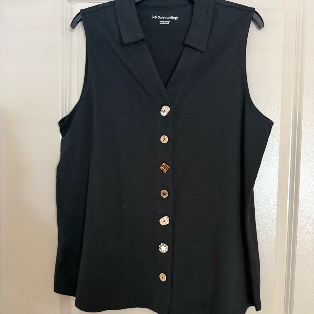 Soft Surroundings Black Boxy Button Down Shirt